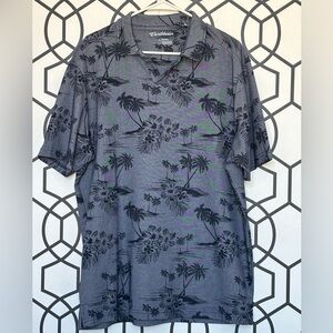 Caribbean Men's Tropical Palm Tree Polo Shirt - Grey Size L